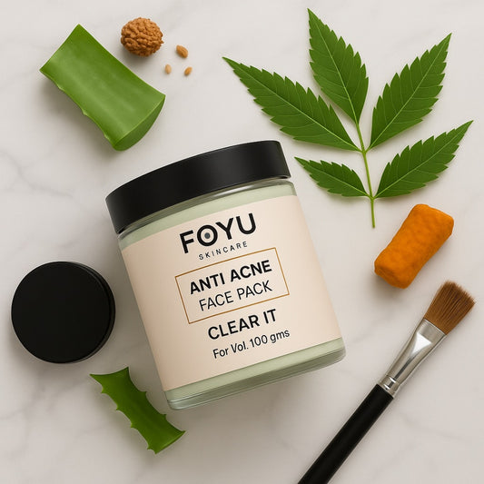 FOYU Skincare Anti Acne Face Pack, Controls Acne & Reduces Inflammation, For All Skin Types, Paraben & Sulphate Free, 100g