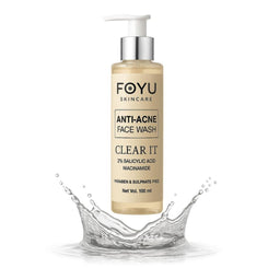 FOYU Skincare Anti-Acne Face Wash 100ml Bottle with 2% Salicylic Acid and Niacinamide
