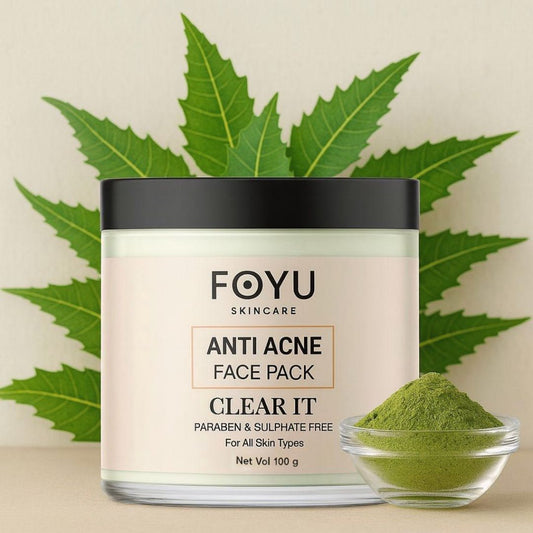 FOYU Skincare Anti Acne Face Pack, Controls Acne & Reduces Inflammation, For All Skin Types, Paraben & Sulphate Free, 100g