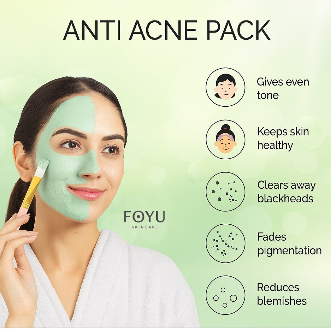 FOYU Skincare Anti Acne Face Pack, Controls Acne & Reduces Inflammation, For All Skin Types, Paraben & Sulphate Free, 100g