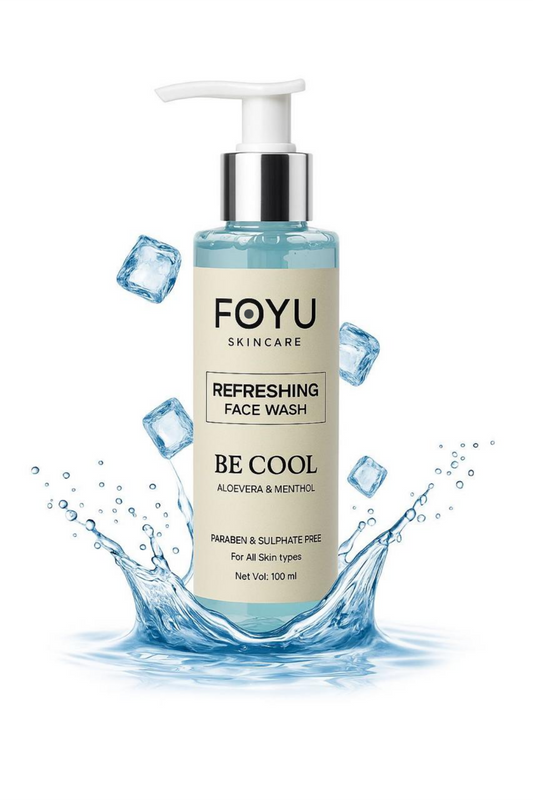 FOYU Skincare | "Be Cool" Refreshing Face Wash | Cooling & Refreshing Cleanse | Aloe Vera and Menthol, Paraben-Free, 100 ml