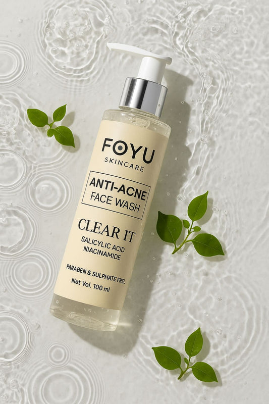 FOYU Skincare's Anti-Acne "CLEAR IT" Face Wash, with 2% Salicylic Acid and Niacinamide, Removes Pimples & Inflammation, Paraben and Sulphate Free, 100ml