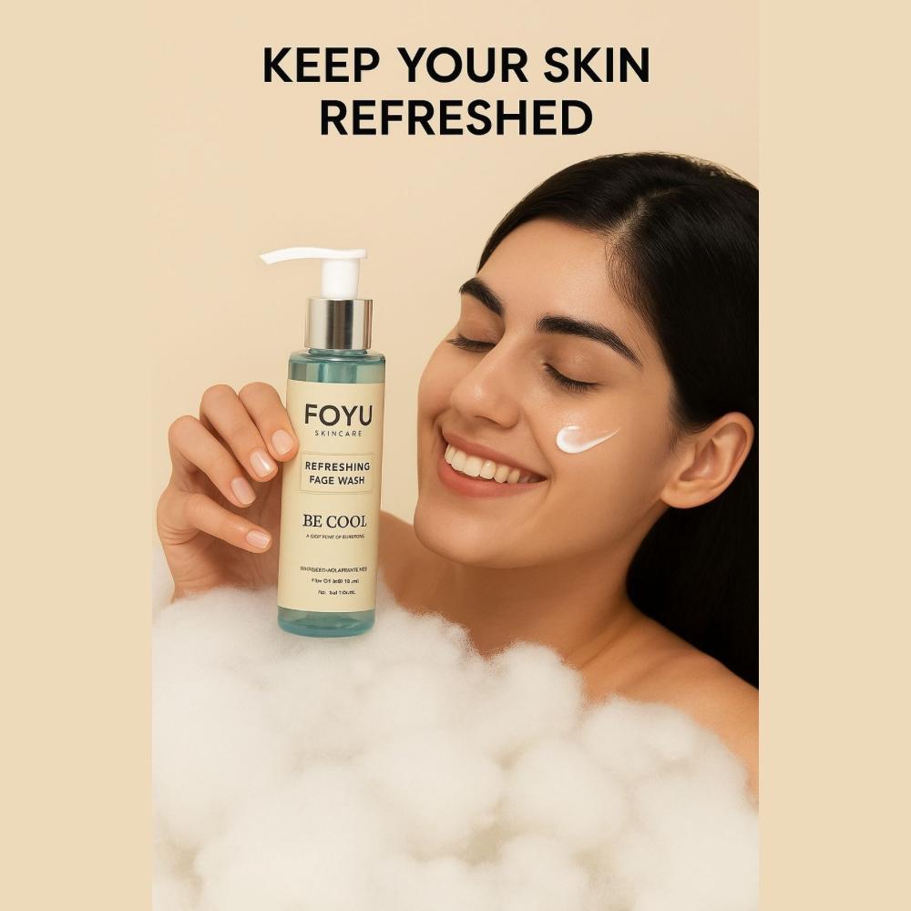 FOYU Skincare | "Be Cool" Refreshing Face Wash | Cooling & Refreshing Cleanse | Aloe Vera and Menthol, Paraben-Free, 100 ml
