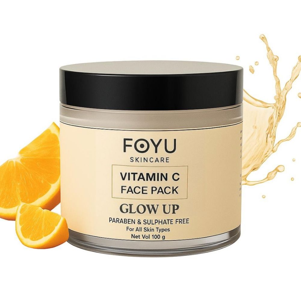 FOYU Skincare Vitamin C Face Pack, Brightening & Dark Spot Reduction, All Skin Types, Paraben & Sulphate Free, 100g