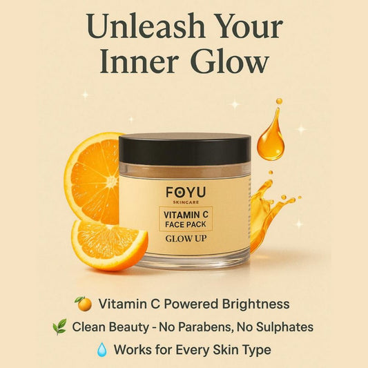 FOYU Skincare Vitamin C Face Pack, Brightening & Dark Spot Reduction, All Skin Types, Paraben & Sulphate Free, 100g